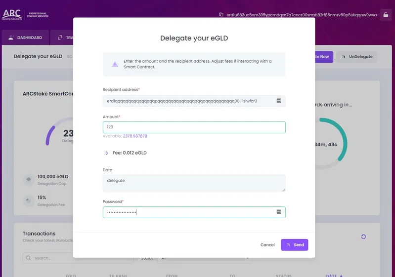 How to delegate by using the ARC Stake Wallet